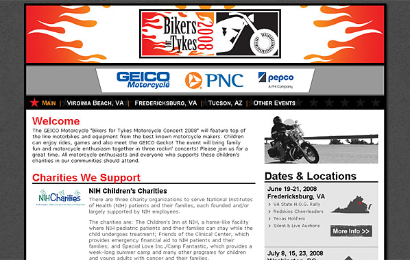 Bikers for Tykes homepage and program description