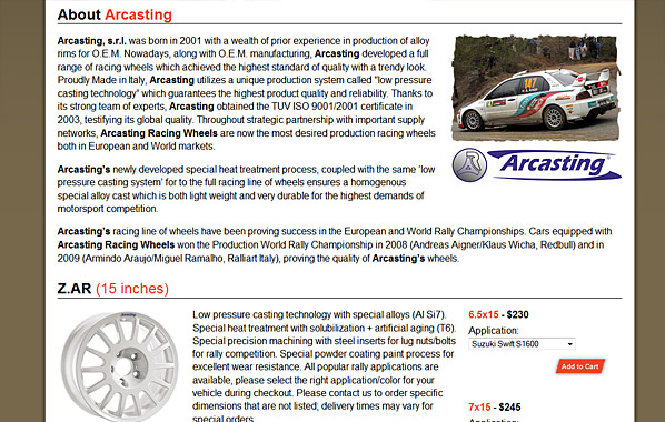 Arcasting Wheels intro & product listing